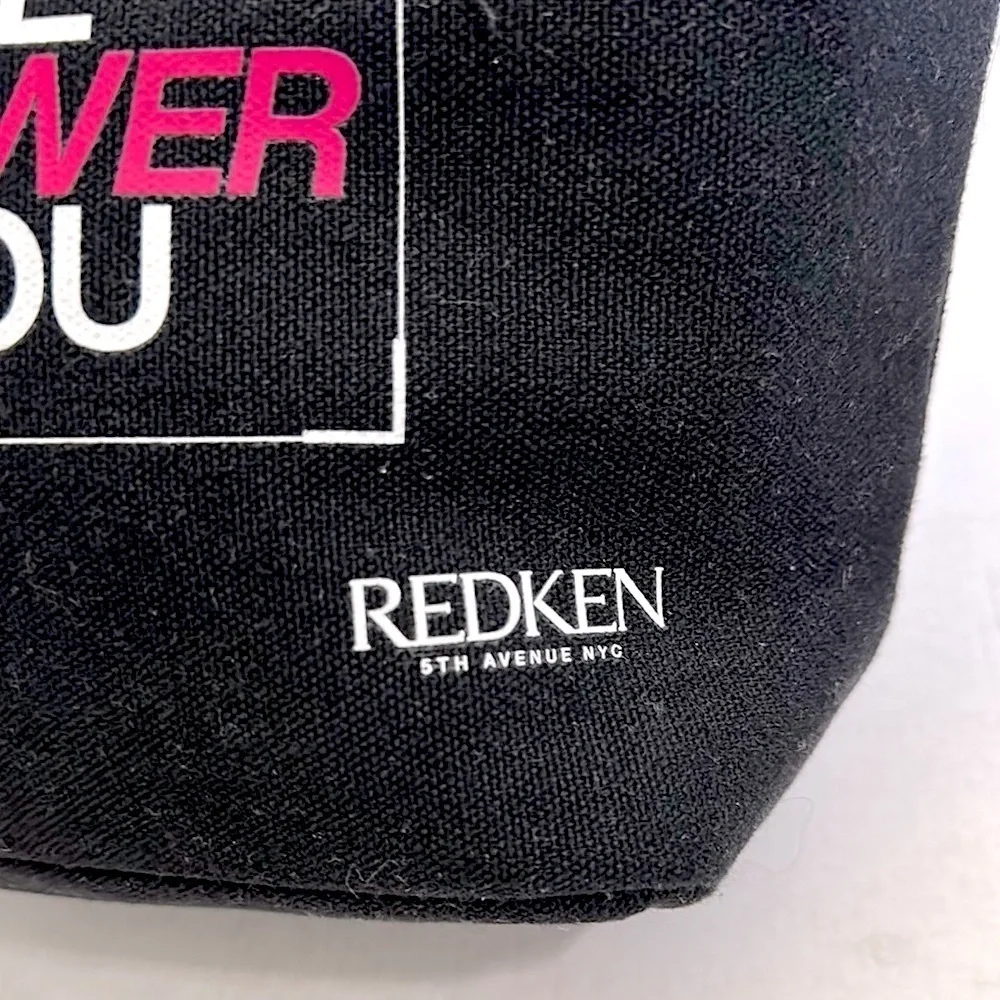 Redken Black and Pink Cosmetic Bag with matching hair and scalp massager NWT